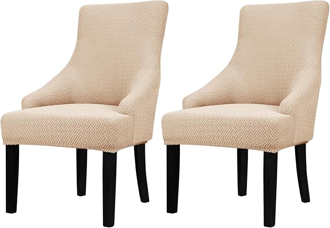 Lellen Stretch Wingback Chair Cover Slipcover - Reusable Wingback Side Chair Slipcover,Accent Chair Covers,Arm Protector Seat Cover,Wing Chair Covers for Dining Living Room Home（Taupe，2PCS）