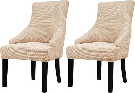 Lellen Stretch Wingback Chair Cover Slipcover - Reusable Wingback Side Chair Slipcover,Accent Chair Covers,Arm Protector Seat Cover,Wing Chair Covers for Dining Living Room Home（Taupe，2PCS）