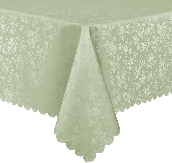 Smiry Rectangle Table Cloth, Waterproof Heavy Duty Vinyl Tablecloths, Wipeable Washable Table Cover for Kitchen and Dining Room (Grass Green, 60" X 84")