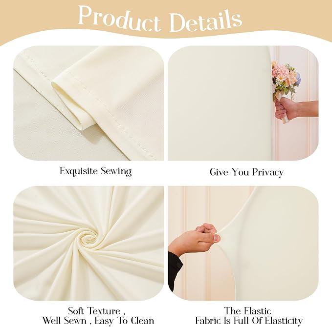 Beige Arch Covers 7.2FT and 6FT Wedding Arch Backdrop Covers Set of 2 Stretchy Spandex Back Drop Covers for Baby Shower Birthday Graduation Party Girls Bridal Decor Balloon Arch Photo Booth Background