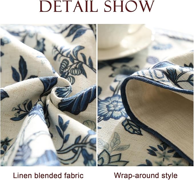 bilin gaier Blue and White Floral Linen Small Table Runner,Wrinkle-Resistant Luxury Farmhouse Decor,Decorative Vintage Runner Table Cloth for Coffee & Dining Table and Living Room,12"x63" - SuqingA