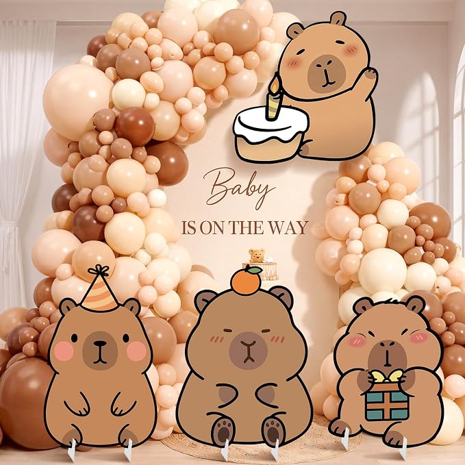 4 Pcs Large Capybara Birthday Party Decorations Capybara Cardboard Cutout 24 Inch Cute Funny Animal Standup Yard Signs for Indoor Outdoor Party Photo Prop Backdrop Supplies
