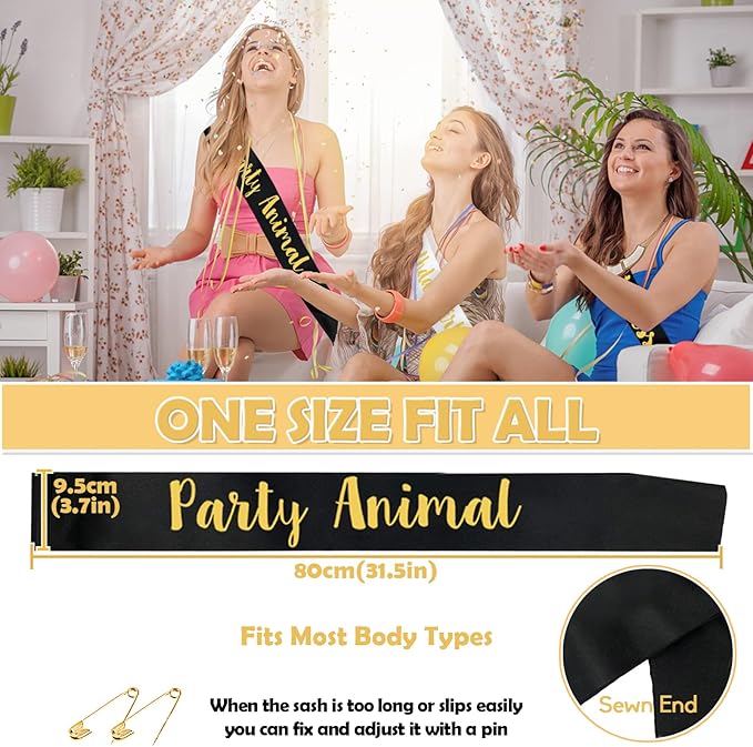 12Pcs Birthday Sashes Set - White Girl Sash & Black Party Sashes for Women, Party Favors & Accessories