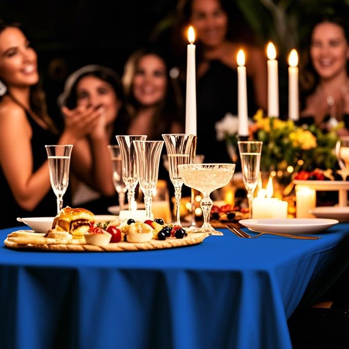 54IN X 320FT Plastic Table Cover Roll with Cutter Box, Cut to Size Plastic Table Cloths for Parties, Birthday, Disposable Tablecloth Roll for All Shape Tables (Blue, 54 Inch X 320 Feet)