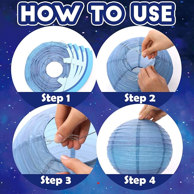 VioraWhite 2026 Space Celing Decoration for Classroom VBS Outer Space Party, Star Hanging Ornament, Solar System Paper Lantern for Galaxy Themed Birthday Baby Shower Decor Supplies