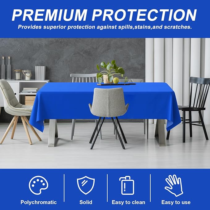 54IN X 320FT Plastic Table Cover Roll with Cutter Box, Cut to Size Plastic Table Cloths for Parties, Birthday, Disposable Tablecloth Roll for All Shape Tables (Blue, 54 Inch X 320 Feet)