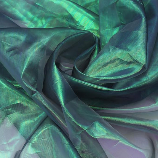 YYCRAFT Two Tone Sheer Organza Fabric by The Yard for Curtain Weddings Decor 10 Yards, Iridescent Black