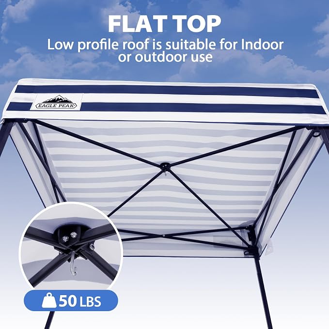 EAGLE PEAK 4x4 Pop Up Changing Tent, Flat Top Changing Room, White/Blue | Portable, Privacy Tent, Pool Cabana, Dressing Room, Shower & Toilet Use, Opaque Fabric, Instant Setup, Photoshoots, Camping