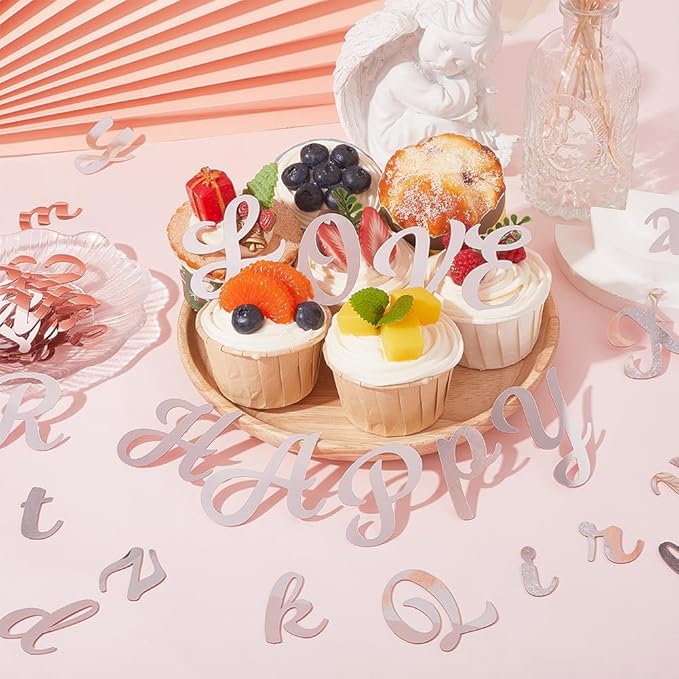 128Pcs Happy Birthday Cake Toppers Acrylic Silver Alphabet Number Cake Topper Mirror Alphanumeric DIY Cupcake Candles Decoration for Men Women Wedding Anniversary Birthday Party Supplies