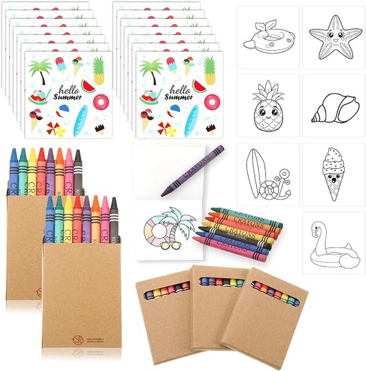 270 Pcs Mini Summer Coloring Books Welcome Back to School Gifts for Students with Crayons Kids Summer Pool Beach Coloring Book Party Favors