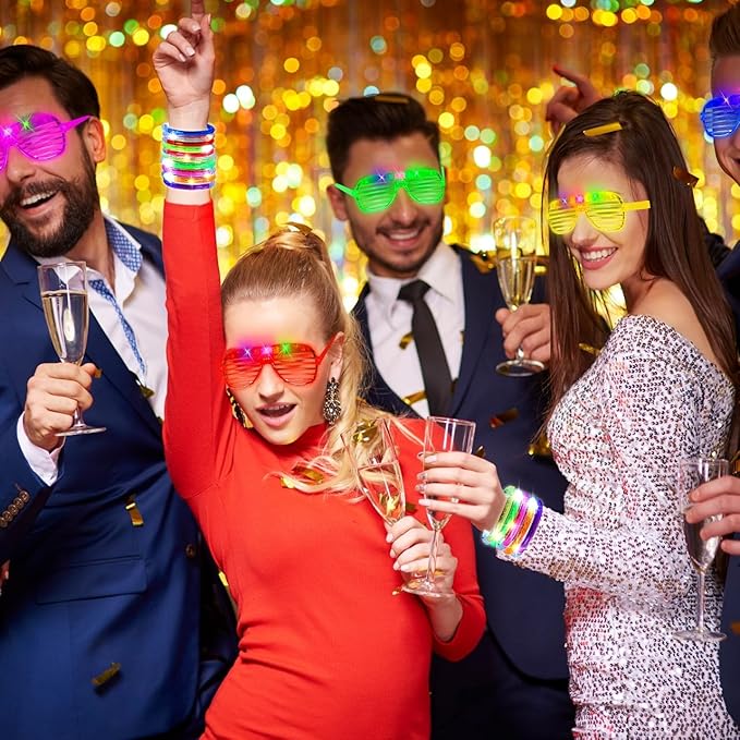 80 Pcs Glow in the Dark Party Supplies with Light up Glasses LED Bracelets 10 Neon Colors Glow Stick Bracelet Flashing Glasses for Kids Adult Rave Birthday Halloween Christmas Party Toys Favors