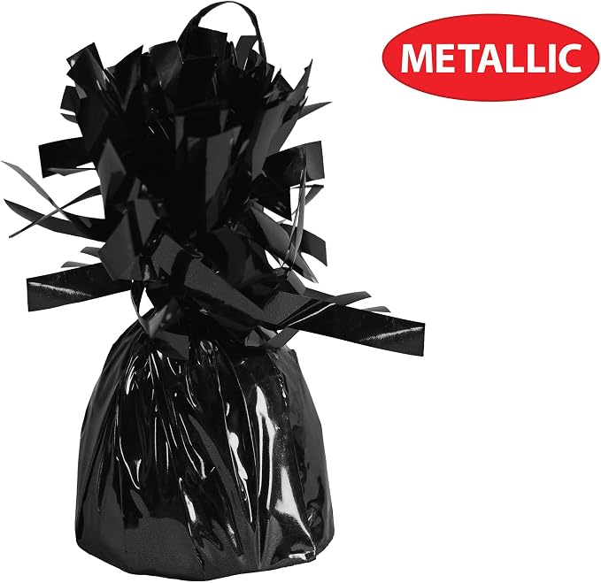 Metallic Wrapped Balloon Weight Pack of 12, Black