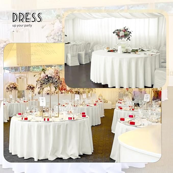 YMHPRIDE 6 Pack Round Tablecloth Ivory Table Cloths 120 Inch Polyester Round Table Cloth,Ivory Tableclothes Round Washable Fabric Table Covers for Wedding,Party,Dining,Banquet