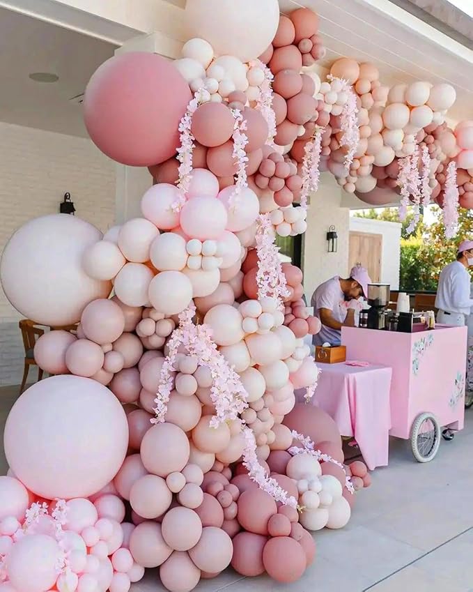 Blush Dusty Pink Balloon Garland Double Stuffed Baby Pink Balloon Latex Rose Pink Balloon Arch Kit Pastel Pink Balloon Set For Boho Wedding Baby Shower Princess Birthday Party Bridal Shower Decoration