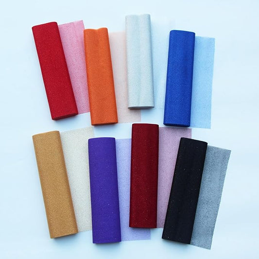8 Colors Glitter Tulle 12 Inch by 10.9 Yards Sparkle Fabric Ribbon for Christmas Gift Wrapping DIY Tutu Skirt Sewing Bow Wedding Decorations Craft Supplies