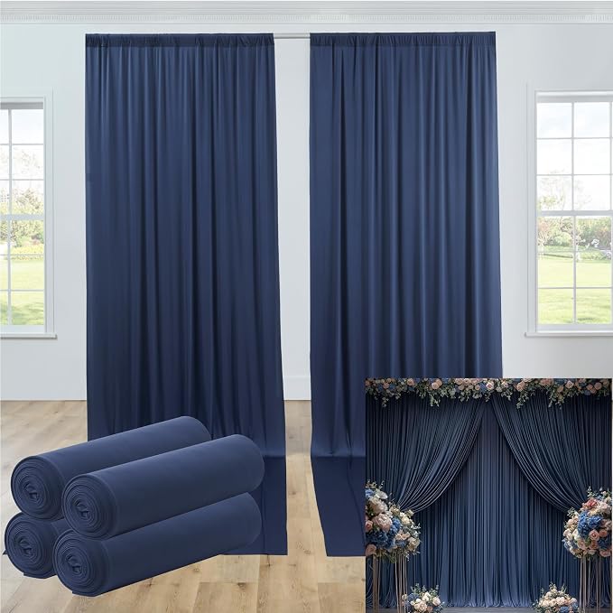 20ftx12ft Navy Blue Backdrop Curtains for Wedding-Wrinkle Free Backdrops Curtain Drapes Fabric Decorations Photo Back Drop Cloth for Baby Shower Photography 4Panels 12ft(H) x 5ft(W)