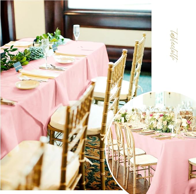 fani 8 Pack Polyester Tablecloth 60 x 126 Inch Pink Tablecloth for 8 Ft Rectangle Tables,Stain and Wrinkle Resistant Washable Fabric Table Covers Polyester Table Clothes for Wedding Parties Banque