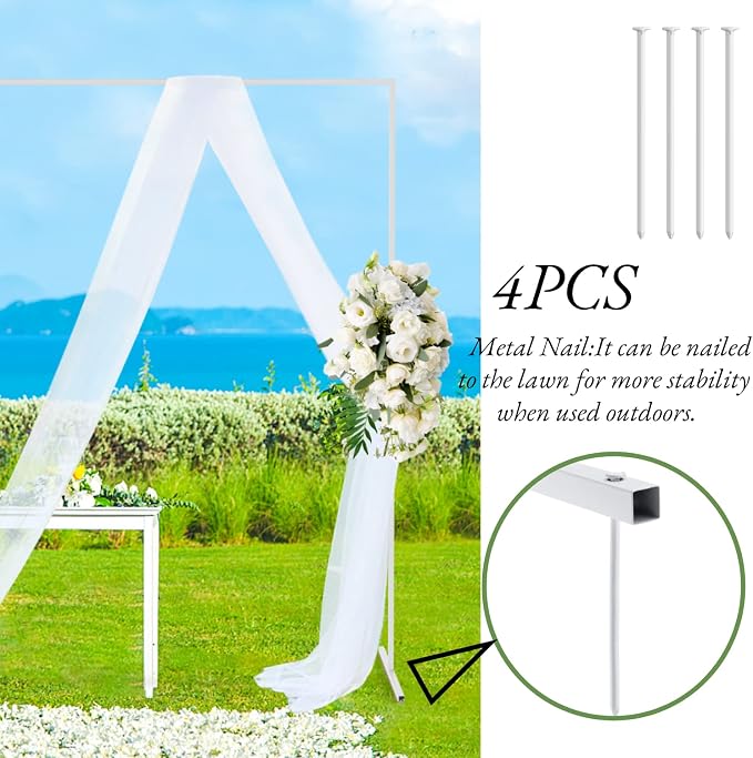 GARFANS Wedding Arch Square 6.56FT x 6.56FT Metal Backdrop Stand with Support Feet Nails Balloon Arch Stand Garden Arbor Frame for Wedding Birthday Party Baby Shower Photo Background Ceremony Decor