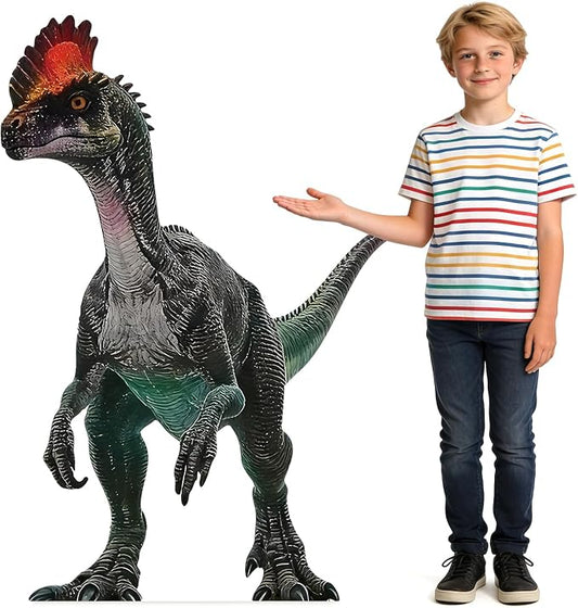 4Ft Dilophosaurus Dinosaur Cardboard Cutout Stand-Up, Large Dinosaur Theme Photo Prop Party Decoration Dilophosaurus Standee for Themed Birthday, Backdrop, Event Displa
