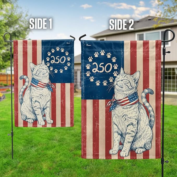 American Flag-Flagwix Patriotic Cat Garden Flag - 250th Anniversary Paw Prints Betsy Ross Flag Decor, 3x5 ft. Flag-USA Premium Polyester