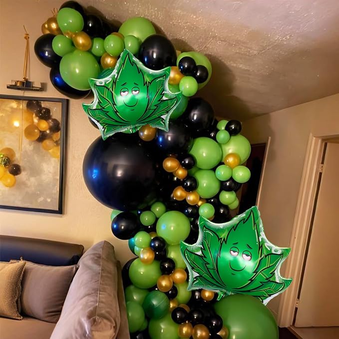 47pcs 'lets get lit' Party decorations for adults, weed set includes Latex Marijuana balloons, weed shape foil balloons and banner, Green Confetti balloons, For cannabis birthday-themed party