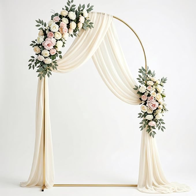 7.2 FT Metal Arch Backdrop Stand, Gold Wedding Arch Frame, Floral Balloon Arch Stand for Birthday Baby Shower Bridal Anniversary Graduation Ceremony Party Backdrop Decoration