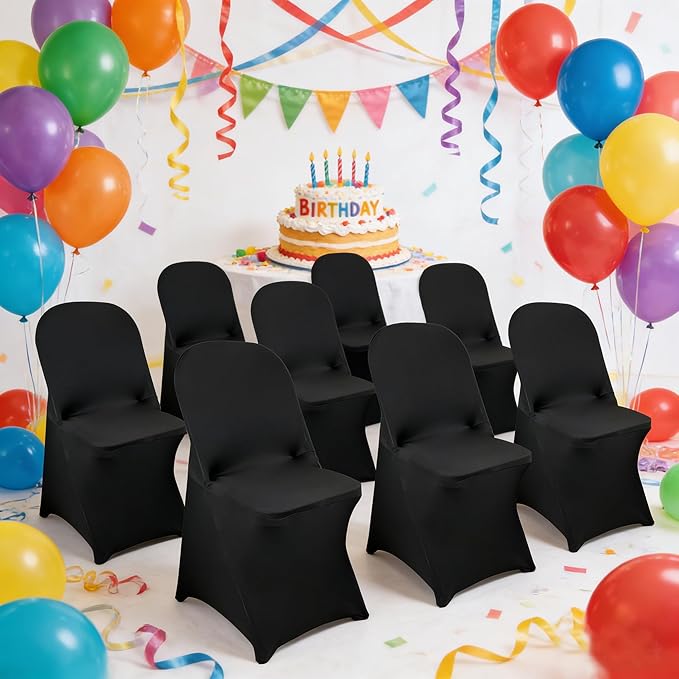 40PCS Stretch Spandex Folding Waterproof Chair Covers,Universal Fitted Chair Cover Protector for Wedding Party Banquet Holidays Celebration Decoratio(40, Black New)