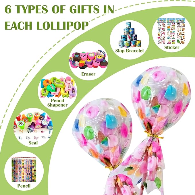 Rpefq Party Favors for Kids, 24 Pack Giant Lollipop-Shaped Stationery Set Return Gifts for Birthday Party,Fun Birthday Goodie Bags Classroom Rewards Students Gifts Class Prizes