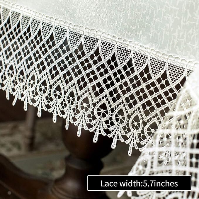 ARTABLE Lace Table Cloths Rectangle Fall Antique Flower Decor Macrame Tablecloth for Outdoor Farmhouse Rustic Kitchen Party Birthday Picnic (Ivory-2, 60 x 84 Inch)