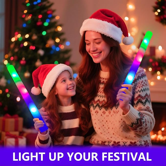 68 Pack LED Foam glow sticks, glow sticks for wedding with 3 Modes Colorful Flashing, Glow Stick Bulk Party Pack for Wedding, Raves, Concert,Camping, Sporting Events, Pool Party