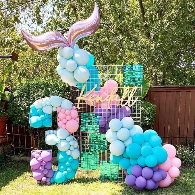 119Pcs Mermaid Balloon Garland Kit - Mermaid Tail Arch Party Decorations with Pink, Purple, Blue Balloons for Girls Under The Sea Birthday Party