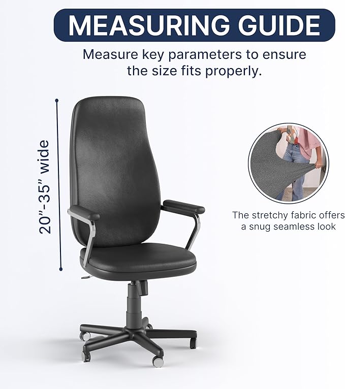 PAULATO BY GA.I.CO. Office & Gaming Chair Slipcover - Stretch Computer Desk Chair Cover with Zipper - Fabric Slipcovers - 1-Piece Form Fit Cover - Microfibra Collection - Crisp White (Office Chairs)