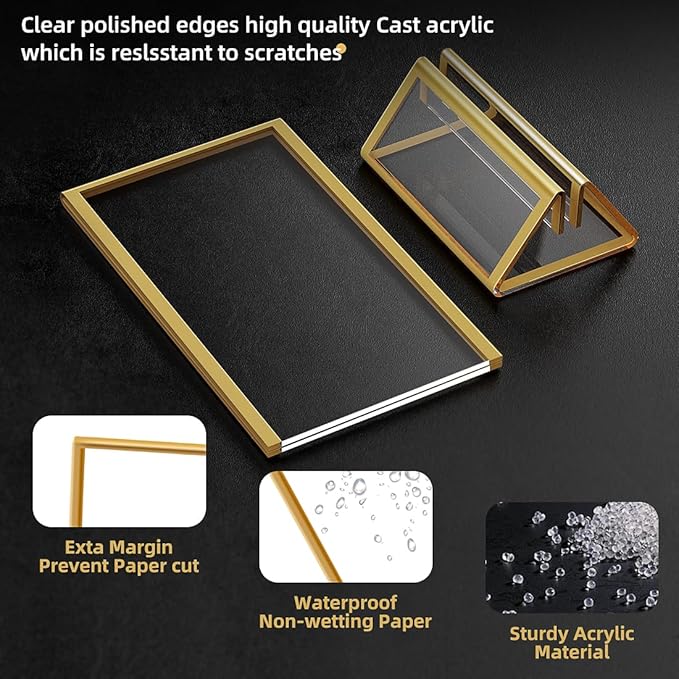PPH-Sisy Gold Frames 4x6 Acrylic Sign Holder Double Sided Picture Frames for Wedding Table Number Menu Flyer Display for Office Home Party- Pack of 12