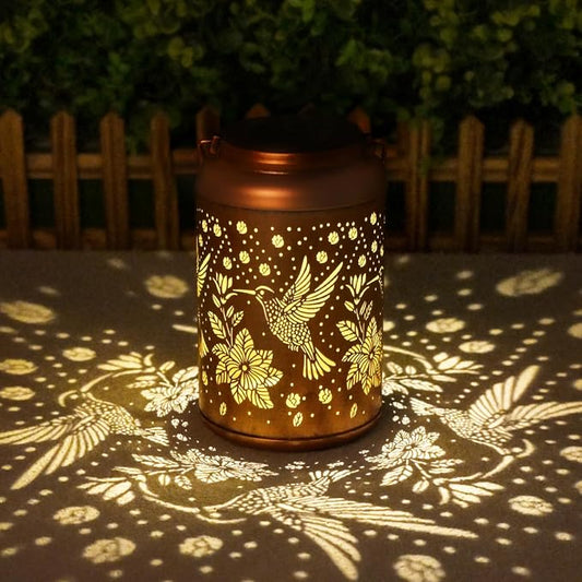 Birthday Day Gifts for Women, Garden Decor Hummingbird Solar Lanterns Outdoor Waterproof, Mothers Day Gifts for Mom Grandma, Hanging Solar Lights Outside Gardening Gifts