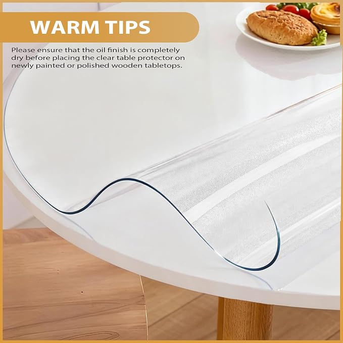 48in Round Frosted PVC Table Protector 2mm Waterproof Pad | Clear Desk Cover, Clear Desk Mat, Table Cover Tablecloth Protector Rectangle, Table Protector for Dining Room Table