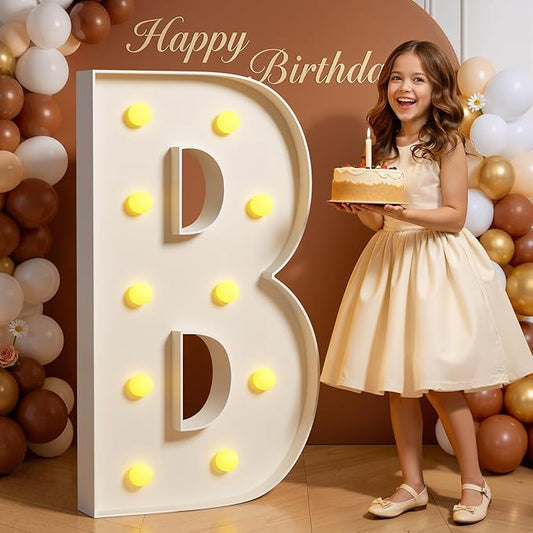 Marquee Letters 4 Feet Tall 4FT Large Light Up Letters B for Birthday Wedding Engagement Party Decorations Will You Marry Me Sign Yard Pre-Cut Foam Board