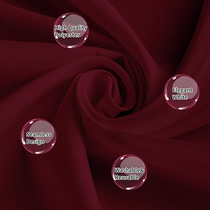 10 Pack Burgundy Tablecloth for 6 Foot Rectangle Tables - 60 x 102 Inch Washable Linen Polyester Fabric - Burgundy Table Cloths for Parties, Wedding Banquet