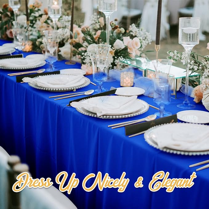 BRILLMAX 6 Pack Royal Blue Tablecloths 60 x 126 Inch for 8ft Rectangle Tables - 150 GSM Polyester Fabric, 15" Standard Drop, Water, Stain & Wrinkle Resistant Cloth Cover for Wedding Dining Buffet