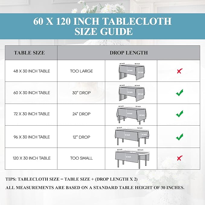 VidaFete Tablecloth 60 * 120inch 10 Pack Rectangle Table Cloth Polyester, Stain Wrinkle Resistant Dining Table Cover for Kitchen Dinning Party Wedding Rectangular Tabletop Buffet Decoration(Black)