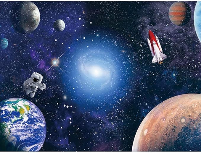 CGXINS 8x6ft Outer Space Photography Backdrop for Baby Kids Astronaut Birthday Party Decoration Universe Galaxy Stars Newborn Baby Shower Photo Background