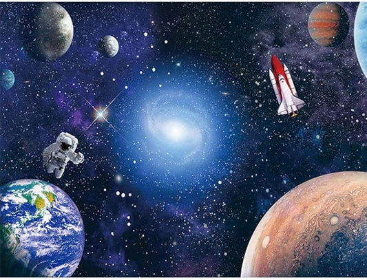 CGXINS 8x6ft Outer Space Photography Backdrop for Baby Kids Astronaut Birthday Party Decoration Universe Galaxy Stars Newborn Baby Shower Photo Background