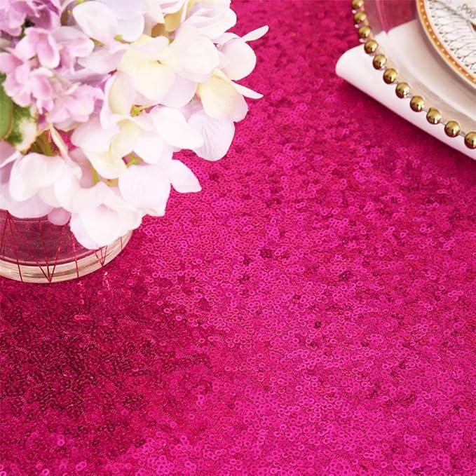 Eternal Beauty Hot Pink Tablecloth, 60x102 Inch Rectangle Table Cover for Mother's Day Cake Dessert Exhibition Party Birthday Events
