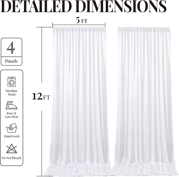 White Glitter Backdrop Curtains - 20x12FT Satin Photo Backdrop, Wrinkle-Free Shimmer Back Drop Cloth Shiny Drapes for Photobooth Wedding Birthday Parties Photoshoot Background Decorations