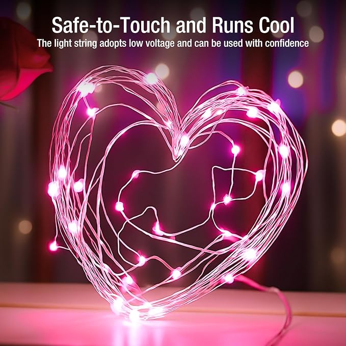20 Pack Fairy Lights Battery Operated - 7ft 20 Led Twinkle Lights 3 Modes, Bulk Mini String Lights Waterproof for Mason Jars Vases DIY Party Wedding Decoration Christmas - Pink