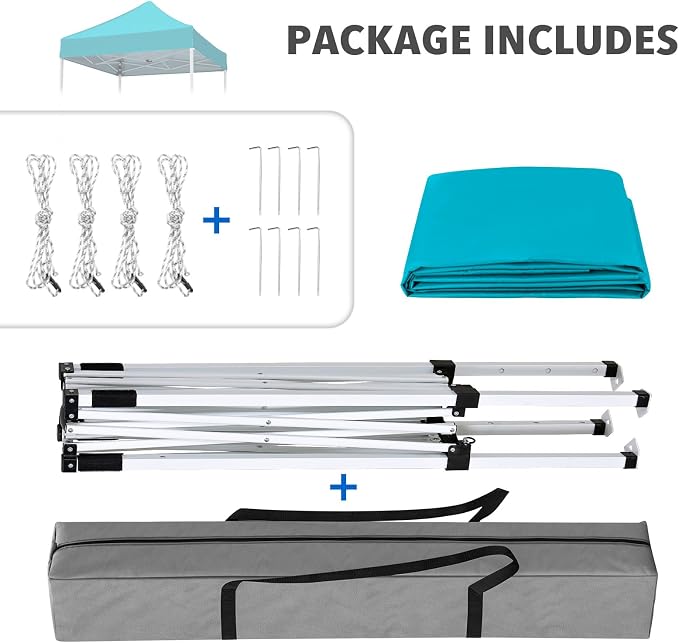 COOS BAY 5x5 Pop Up Canopy Tent, Portable Lightweight Sun Shelter with Carry Bag, Easy Setup Outdoor Canopy for Beach, Camping, Sports & Backyard Shade, Turquoise