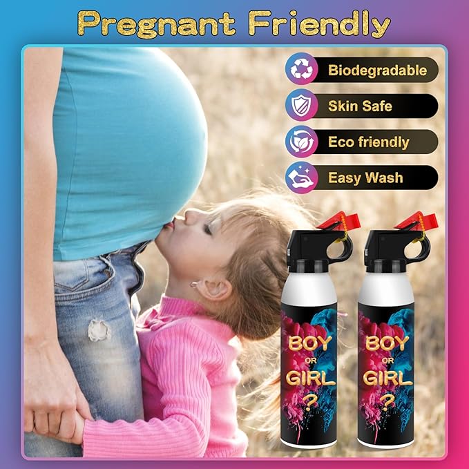 Gender Reveal Fire Extinguisher 2 Pack, Gender Reveal Decor, Baby Girl Reveal Party Ideas 100% Biodegragable for Party Decorations（Blue）