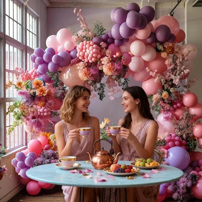 Purple Pink Balloon Garland Double Stuffed Lavender Lilac Balloons Different Sizes Pastel Balloons Hot Pink Lavender Balloon Arch Kit for Birthday Baby Shower Wildflower Wedding Spring Party Decor