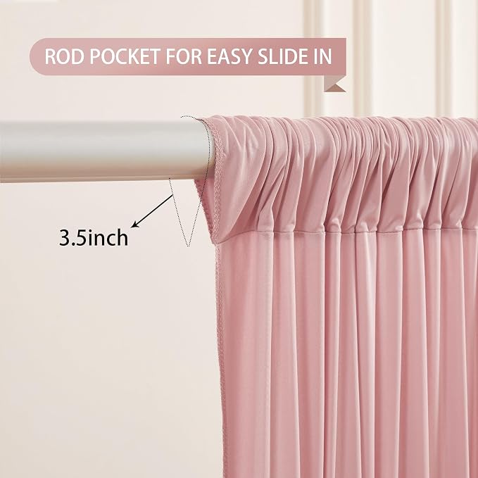 Rose Backdrop Curtains-Wrinkle-Free Polyester Photography Drapes Party Curtain Background for Baby Shower Wedding Decorations- 8 X10FT