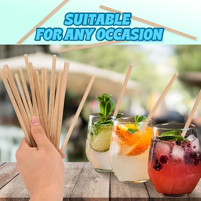 Sugarcane Straws, 100PC Biodegradable Drink Straw 7.8'' Disposable Compostable Straws for Hot Cold Drinks, Beverages, Coffee, Cocktail, Juice Home Favor, The Beach Party, Party Decoration and Supplies