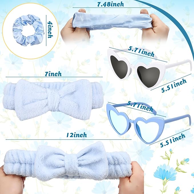 Geiserailie 36 Pcs Bachelorette Party Accessories 12 Bride Spa Headbands 12 Bridesmaid Scrunchies Ties 12 Bachelorette Sunglasses Bridesmaids Proposal Gifts for Wedding Party Favors(Dusty Blue)